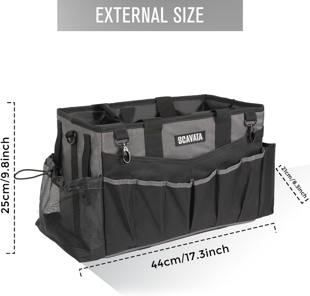 Wearable Cleaning Caddy Bag, Cleaning Caddy Supplies Organizer with Handle & Shoulder Straps for Housekeepers, Under Sink & Car Cleaning Tool Organizers with 4 Foldable Divider (DarkGrey)
