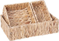 Handwoven Wicker Storage Baskets Set, Natural water hyacinth & Iron Frame | Triple Sizes (Small, Medium, Large) for Home Organizing, Bathroom, Shelves | Woven Baskets for Storage & Decor (Natural)
