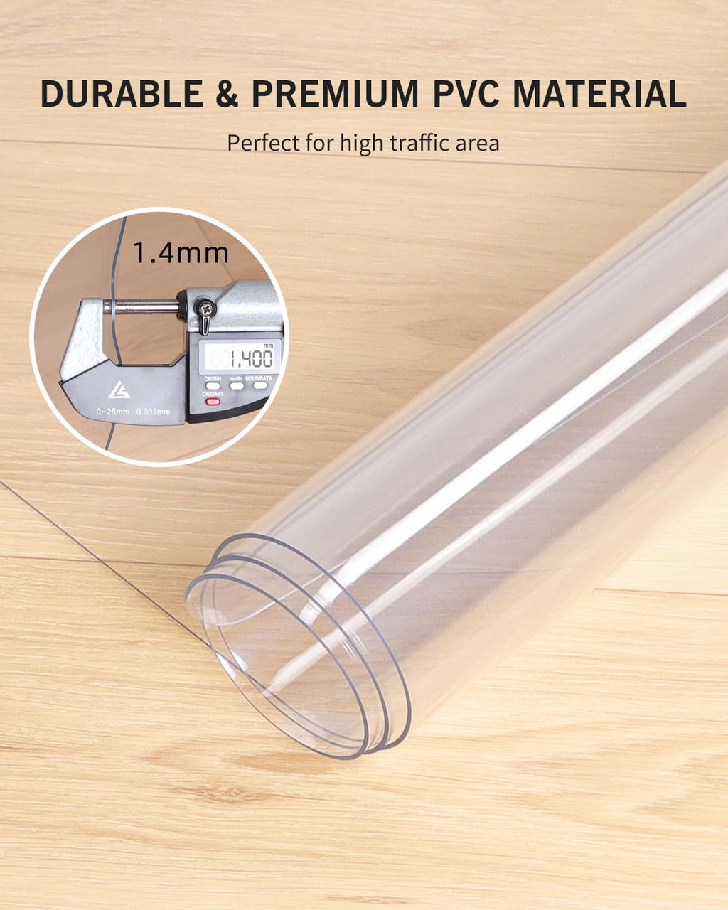 Area Mat for Hard Floor, 3'×5' Transparent PVC Area Rug for Home, Waterproof Durable Floor Protector for Dining Room, Large Anti-scratch Floor Mats for Laundry Room, Baby Play, Kitchen, Pet Litter Mat