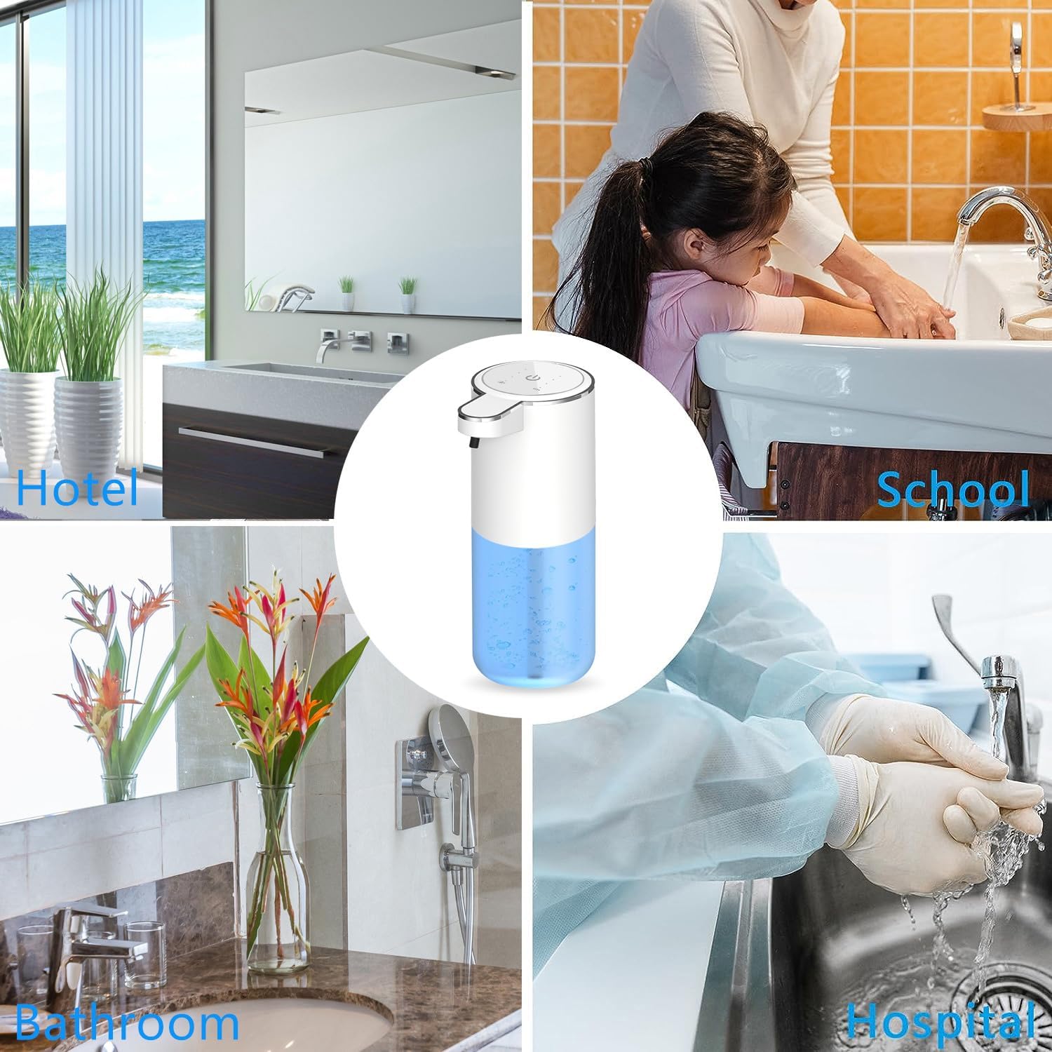 Automatic Foaming Soap Dispenser, Touchless Hand Soap Dispenser Rechargeable for Bathroom Countertop, Sylfu Kitchen and Commercial 12.8 oz/380mL