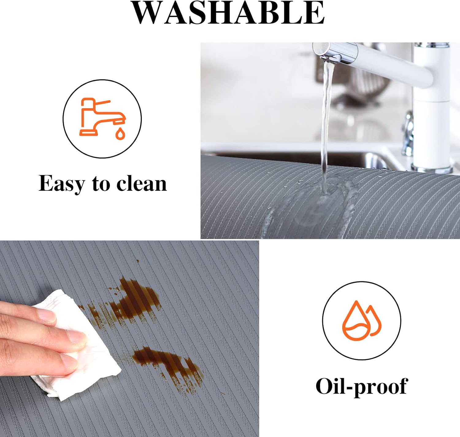 Shelf Liners for Kitchen Cabinets, 16Inch x 30Ft, Non Adhesive Shelf Liner, Non-Slip Kitchen Drawer Liners, Waterproof Durable Cabinet Liners for Shelves, Refrigerator, Pantry, Dark Gray