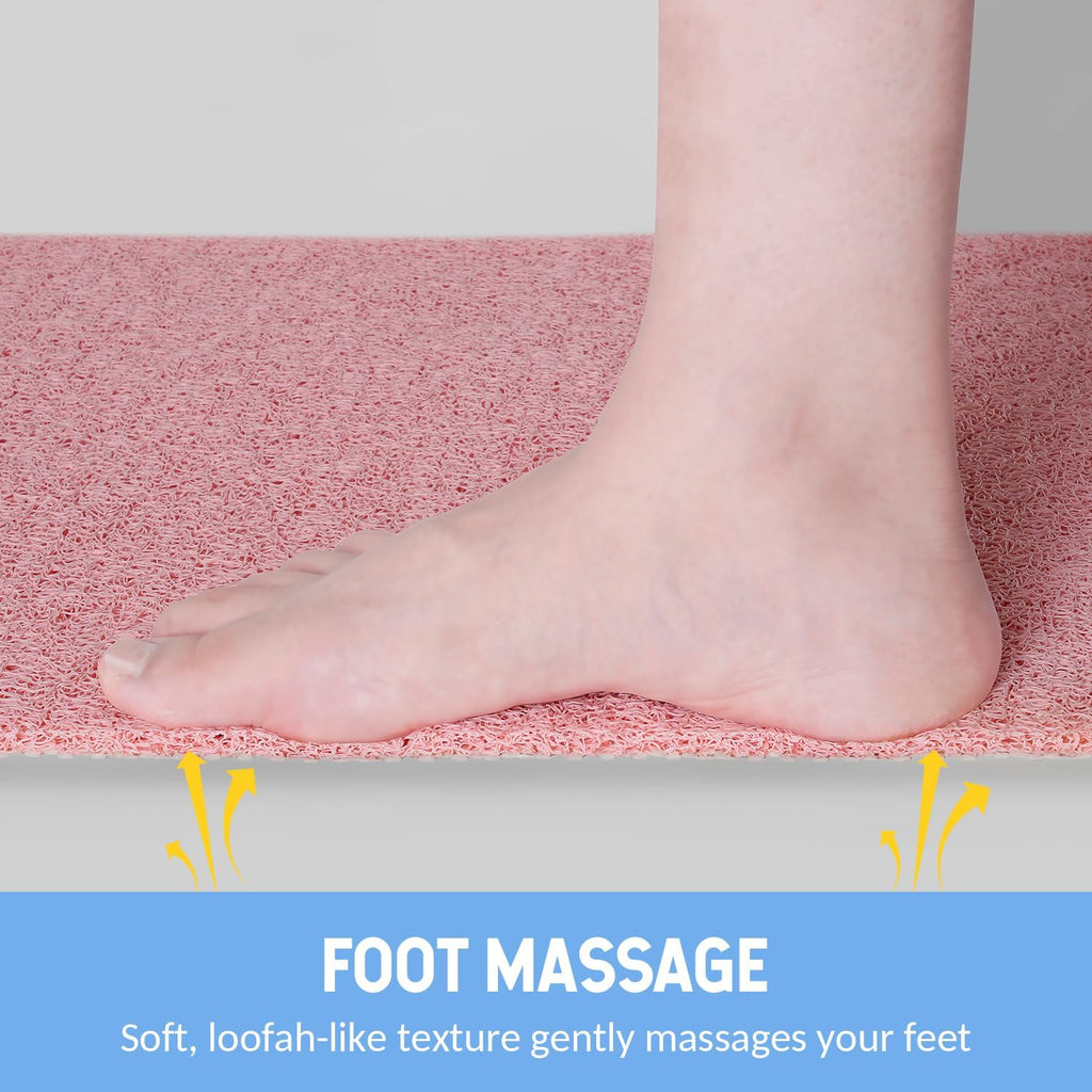 Non-Slip Bathtub Mat, 2 Pack Anti Slip Shower Mat, Fast Drying Bathtub Mats, Foot Scrubber Mat, Anti Slip Mat for Tub, Floor, Bathroom, Kitchen, Home, Hotel (Pink 24"×16"+24"×16")