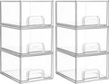 Vtopmart 6 Pack Clear Stackable Storage Drawers, 4.4'' Tall Acrylic Bathroom Makeup Organizer,Plastic Storage Bins For Vanity, Undersink, Kitchen Cabinets, Pantry, Home Organization and Storage