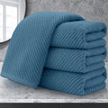 VOOVA & MOVAS Hand Towels for Bathroom Set of 4, Large 18" x 28", 100% Cotton | Lightweight | Thick | Quick Dry | Soft | Absorbent, Bath Hand Towels for Bathroom, Towel Gift Set, Dark Blue
