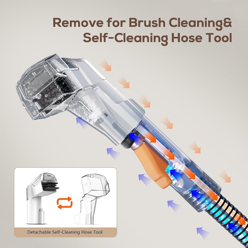 Upholstery Cleaner Machine, Portable Carpet & 15Kpa Upholstery Spot Cleaner Machine, Deep Stain Cleaning for Carpet, Pets, Stairs, Car Seat, Couch, with Dual Size BrushHead and Cleaning Solutions