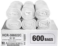 Aluf Plastics High Density Trash Bags, 60 Gallon, 600 Count, 22 Micron (eq), 38" x 60", Clear, for Bathroom, Office, Industrial, Commercial, Janitorial, Municipal, Recycling