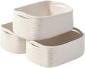 Small Storage Baskets for Organizing, Organizing Baskets for Shelves, Small Cute Basket for Gifts Empty, Organizer Basket for Decor, 13"×8.5"×5.1" (3 Packs) Off White