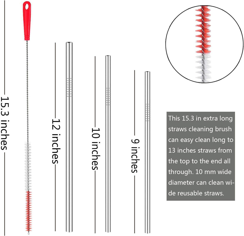 ALINK 5-Pack Red Bottle Brush Cleaner Set - Long Large Cleaing Brush for Narrow Neck Wine/Beer Bottles/ Flask/ Thermos/ Hummingbird Feeder/ Sport Well, Spout/Lid Brush, Straw Brush