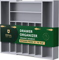Luxury Bamboo Kitchen Drawer Organizer - Silverware Organizer - Utensil Holder and Cutlery Tray with Grooved Drawer Dividers for Flatware and Kitchen Utensils (9 Slot, Gray)