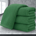 Green Hand Towels for Bathroom (4PC, Large 18"x28") - 100% Cotton | Quick Dry | Light Weight | Thick | Soft | Absorbency, Hand Towels for Showering, Bathroom Essentials Set, Hunter Green
