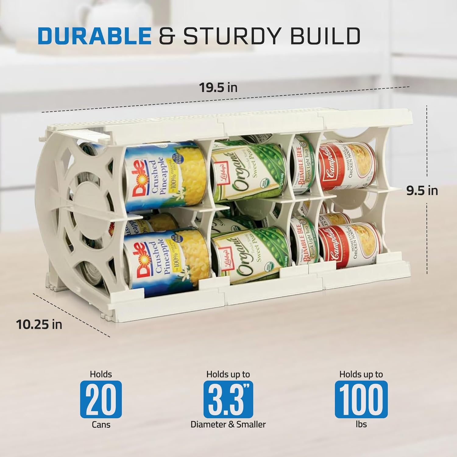 Shelf Reliance Cansolidator Cupboard - 1-Pack Can Organizer for Pantry, Stackable Soda Can Storage for Kitchen, Holds 20 Cans of Food or Soda