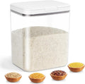 Rice Storage Container - 5.8 Qt | 11 Lbs Crystal-Clear Plastic Food Storage Container Bin with Pop-up Lid for Rice Flour Sugar, Dry Food Holder for Kitchen Pantry Organization and Storage