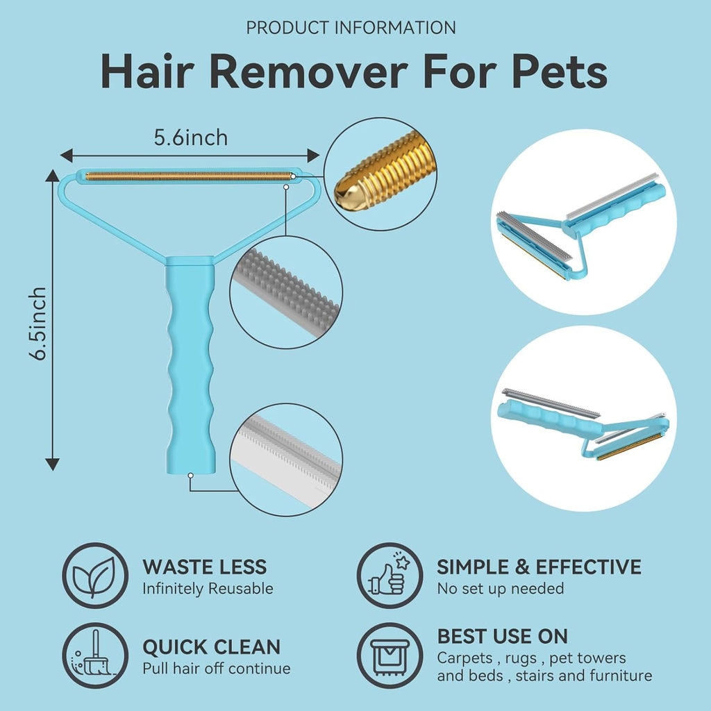 Carpet Rake - 60" Long Handle Pet Hair Removal with Metal Fabric Edge Design,Carpet Rake for Pet Hair Removal, Dog Cat Fur Remover Rubber Broom,Rug,Car Mat,Couch,Pet Bed,Furniture(4 Pack)