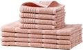 Glynniss Kitchen Towels and Dishcloths Set, Four Kitchen Dish Towels 16x26 Inches, Four Absorbent Dish Cloths for Washing Dishes 12x12 Inches, Cleaning and Drying for Everyday Use Pack of 8 (Pink)