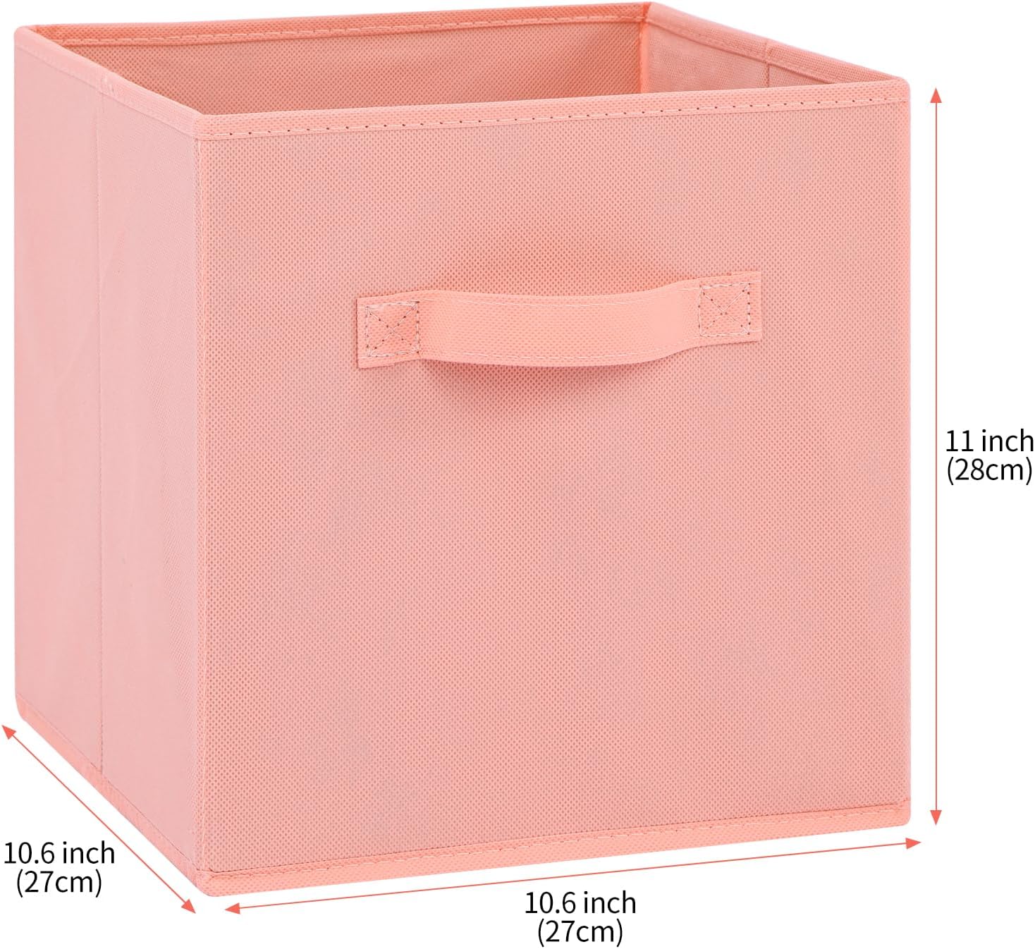 Stero Fabric Storage Bins 6 Pack Fun Colored Durable Storage Cubes with Handles Foldable Cube Baskets for Home, Kids Room, Closet and Toys Organization Peachpuff