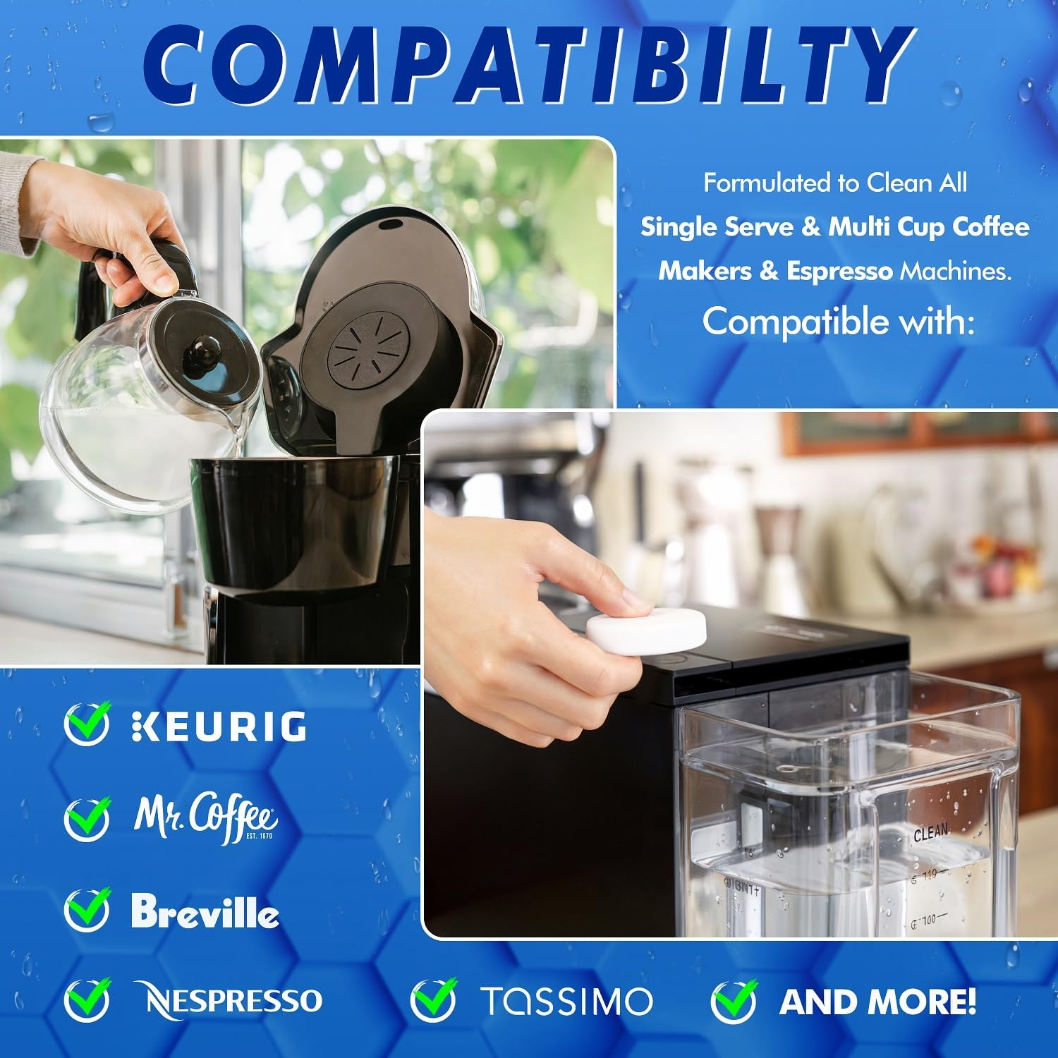 Coffee Machine Cleaner Descaler Tablets - 1 Years Supply, Fast-Acting Formula Compatible With Nespresso, Keurig, Ninja, Delonghi, Miele, Removes Limescale from Espresso & Drip Coffee Machines