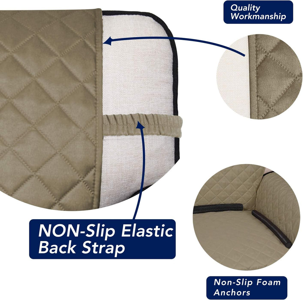 PureFit Reversible Quilted Sofa Cover, Water Resistant Slipcover Furniture Protector, Washable Couch Cover with Non Slip and Elastic Straps for Kids, Dogs, Pets (Chair, Beige/Beige)