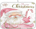 Christmas Santa Claus Pink Dish Drying Mat for Kitchen Countertop 18x24 Xmas Candy Cane Snowflake Large Drying Mat Reusable Quick Dry Dish Sink Mats Easy Clean Decorative Essentials
