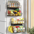 2 Pack Magnetic Shelf for Fridge with Wood Lid, Fruit Potato and Onion Storage Bins, Pantry Organizers and Storage, Strong Magnetic Spice Rack for Refrigerator, Kitchen Counter and Laundry Room