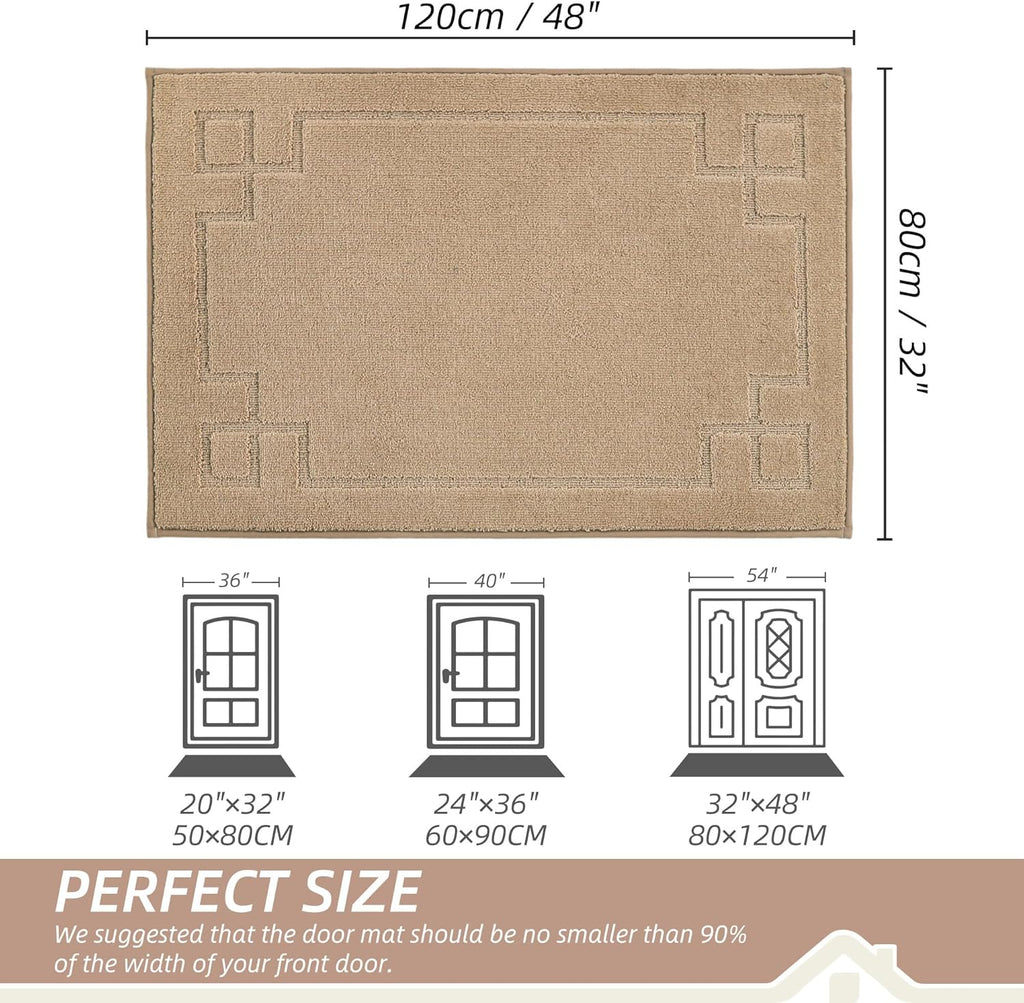 BEQHAUSE Door Mat 32" x 48", Non-Slip Door Mats Indoor Entryway Rugs Washable Low-Profile Absorbent and Stain Resist Floor Mats, Dog Door Mat for Front Back Door, Muddy Wet Shoes & Paws, Beige