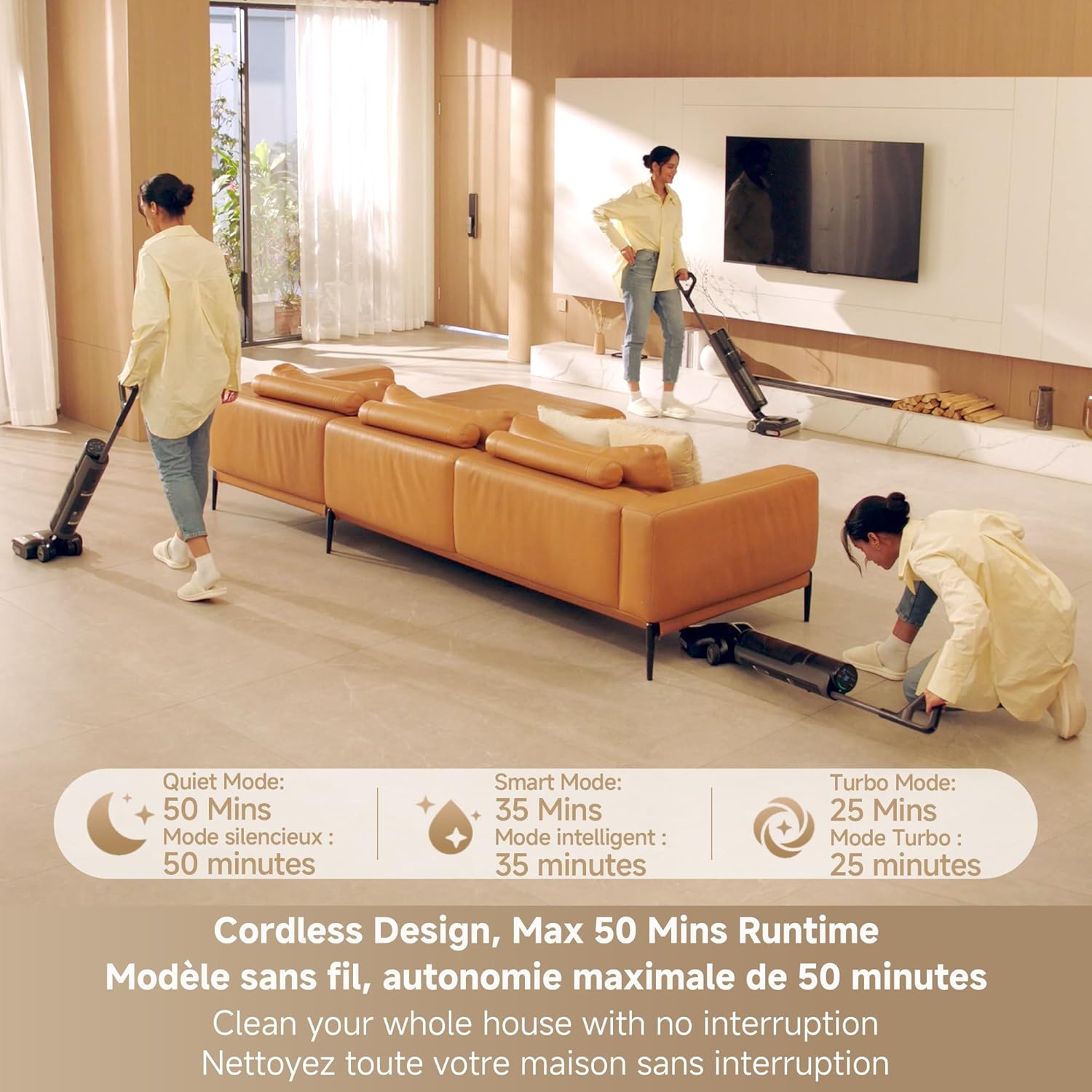 DREAME H12 FlexReach Vacuum Mop, 0 Tangle Wet Dry Vacuum Cleaner, Cordless Vacuum Mop All-in-One for Hard Floors, 180° Lie-Flat Floor Cleaner Machine with 194°F Hot Self-Cleaning, 50Mins Runtime