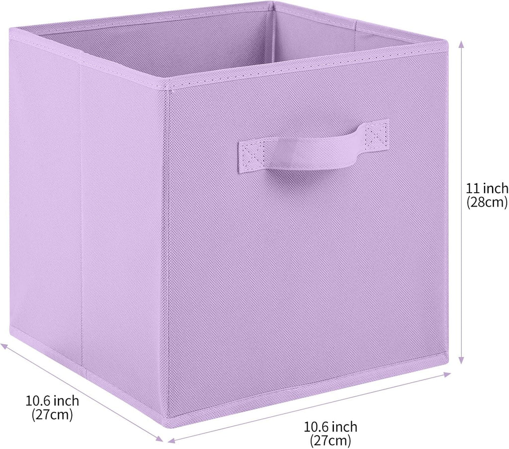 Stero Fabric Storage Bins 6 Pack Fun Colored Durable Storage Cubes with Handles Foldable Cube Baskets for Home, Kids Room, Closet and Toys Organization Purple