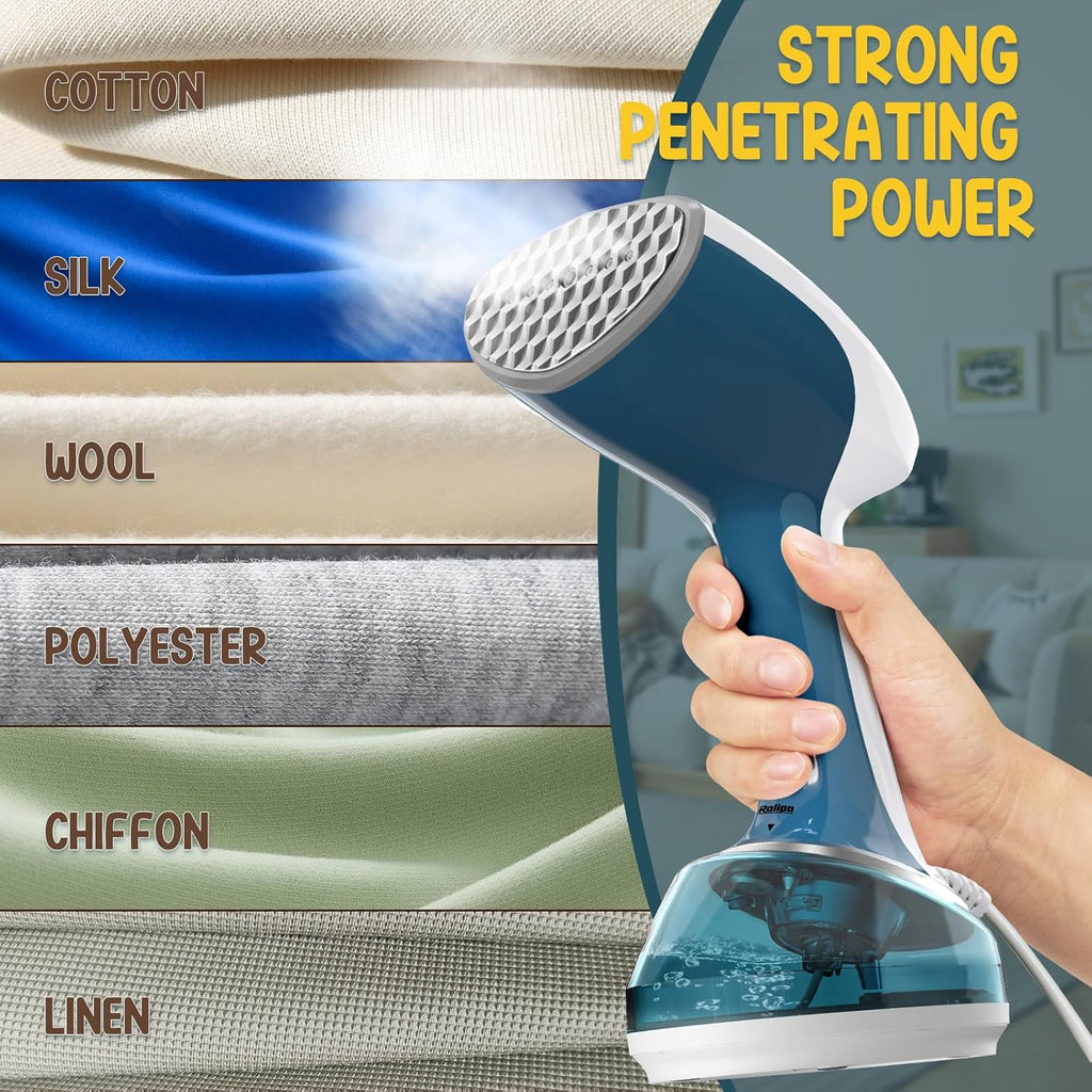 Handheld Steamer for Clothes 1200W, Clothes Steamer with Large 360ml Water Tank, Fast Wrinkle Remover Portable Garment Steamer, Ideal for Home, Office, Travel, Blue