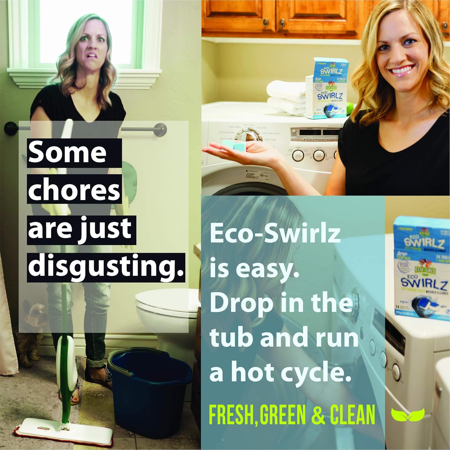 Eco Swirlz Washing Machine Cleaner with Bonus Eco Scrubz Dishwasher Cleaner Add On 36 Count Deep Cleaning Tablets