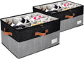 2 Pack Shoe Organizer for Closet, Adjustable Shoe Box Storage Containers, Large Foldable Shoe Bins with Clear Cover, Space Saving Shoes Holder with 4 Handles, Fits 24-48 Pairs, Black