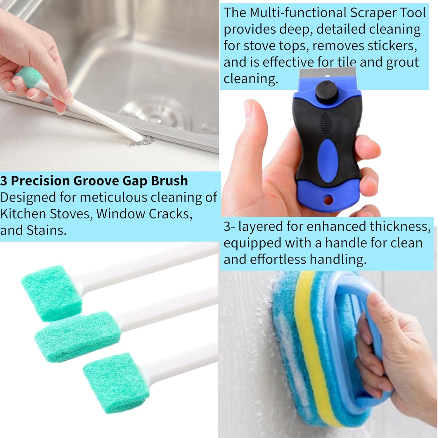 Elkanah Cleaning Brushes for Household use Small Cleaning Brushes for Small Spaces Sink Bathroom Deep Cleaning Supplies Set of 10