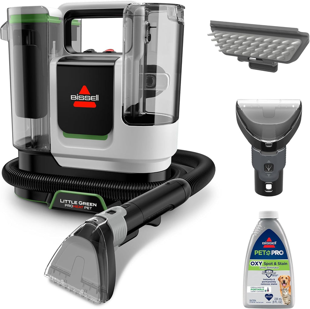 BISSELL® Little Green® Proheat® Pet, Portable Deep Cleaner with Heated Cleaning Technology, Self-Cleaning Tough Stain Tool and Pet Pro Oxy Triple Action Formula Included, 3969