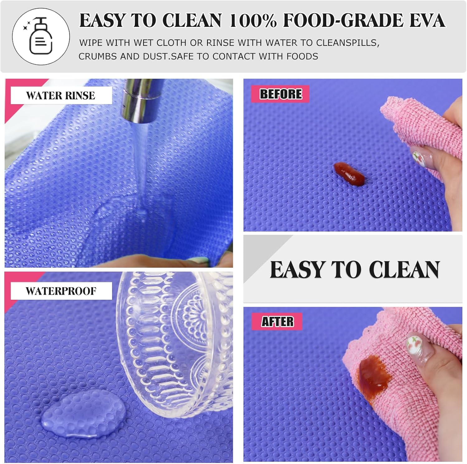 Daixer 20Pcs Refrigerator Liners, Washable Fridge Liner Shelf Mats Refrigerator Pads for Cupboard Cabinet Drawer Home Kitchen Accessories Organization (Purple)
