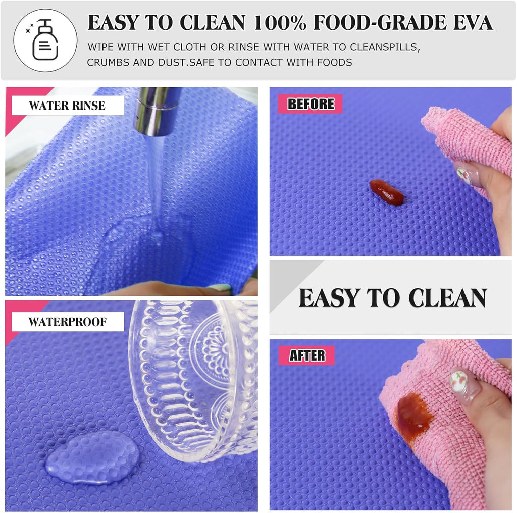 10Pcs Refrigerator Liners, Washable Fridge Liner Shelf Mats Refrigerator Pads for Cupboard Cabinet Drawer Home Kitchen Accessories Organization (Purple)