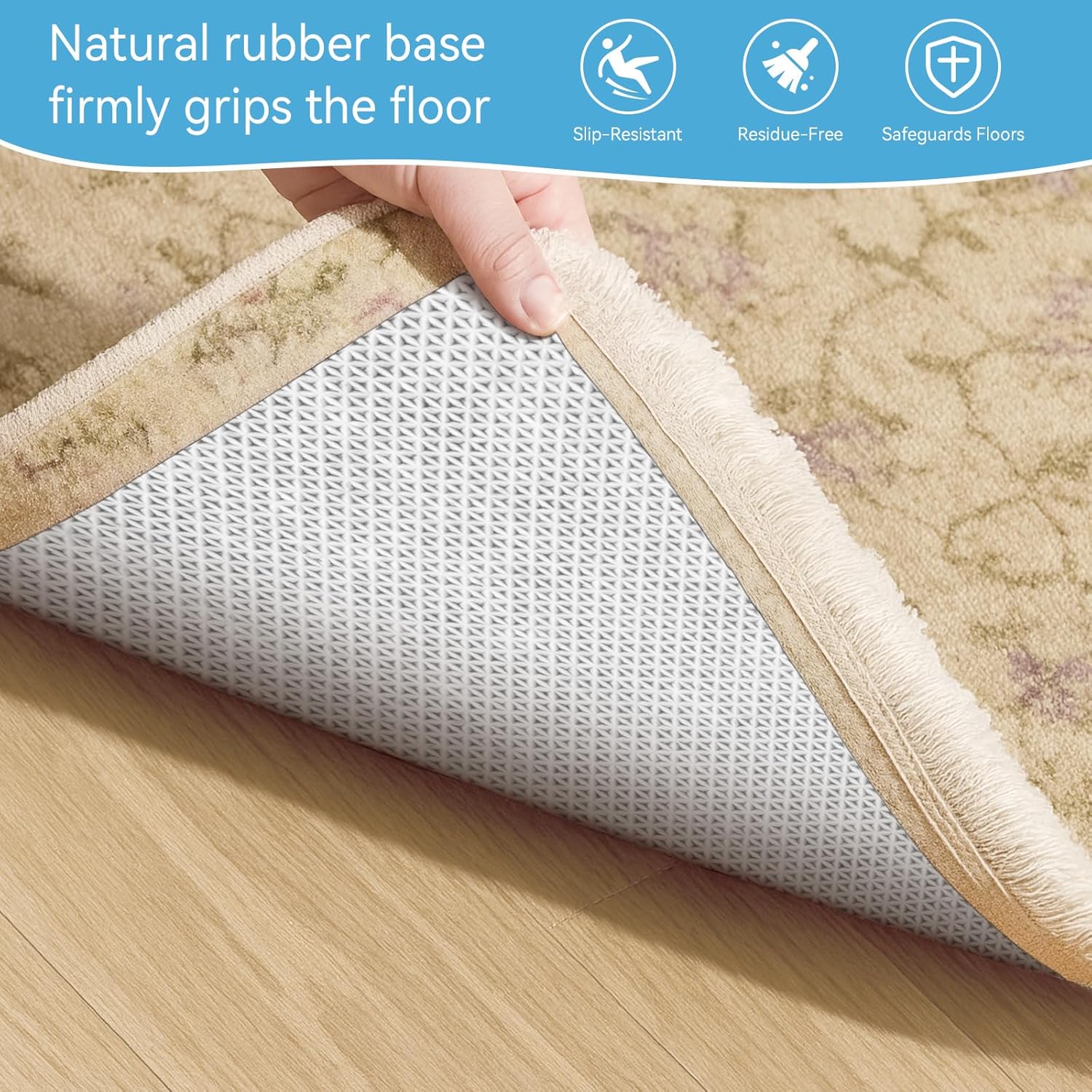 Warmstar 4x6 FT Non Slip Rug Pad,100% Waterproof Felt Rug Pad for Hardwood Floors,1/4” Thick Soft Carpet Pad with Natural Rubber Backing, Secure Grip & Floor Protection