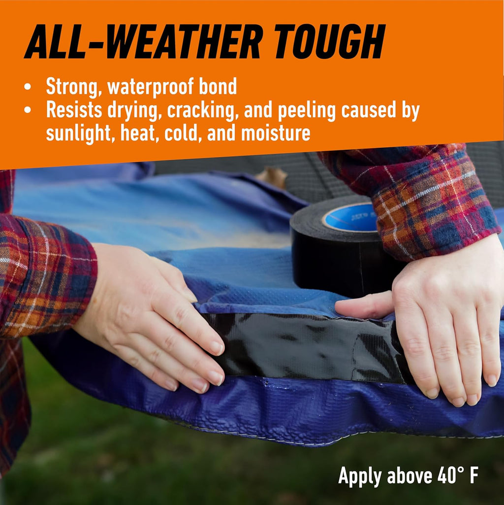 Gorilla All Weather Duct Tape, Black, 1.88" x 25 yd (Pack of 1) - UV and Temperature Resistant Waterproof Tape for Outdoor Repairs