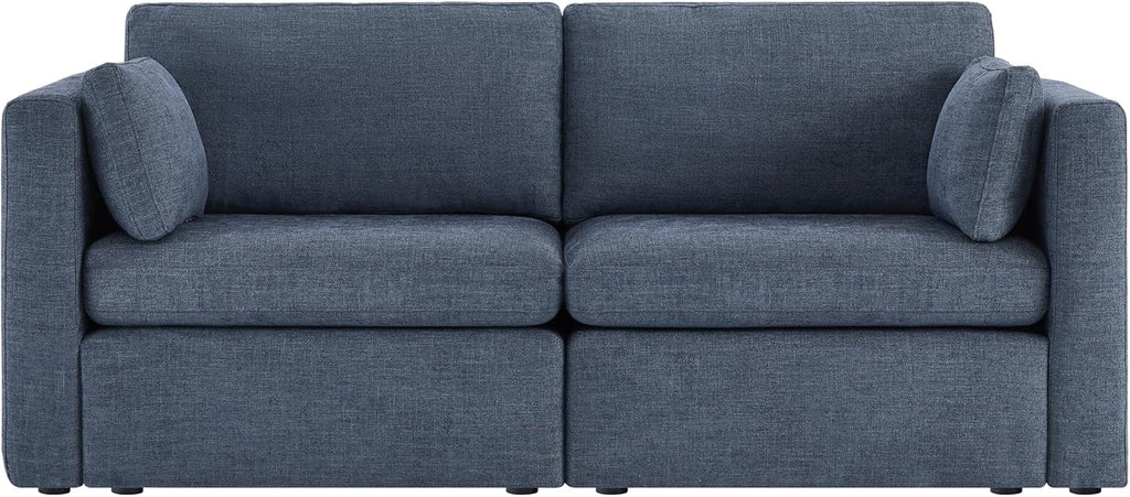 CHITA Small Modular Sectional Fabric Sofa Set, Extra Comfty Loveseat Cloud Couch, FSC Certified Modular Sectional Couch for Living Room, 78 inch Width,2 Seat Modular Sofa, Blue