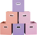Stero Fabric Storage Cubes Bins, 13 inch Fun Colored Foldable Storage Baskets with Dual Plastic Handle for Home, Kids Room, Closet and Toys Organization, Multi Colored, Set of 6