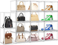 10 Pcs Clear Purse Storage Boxes, Plastic Shoe Boxes Stackable Acrylic Display Case Shoe Organizer with Magnetic Lid, Acrylic Display Box for Collectibles,Purse Organizer,Handbag,Shoes Size 14