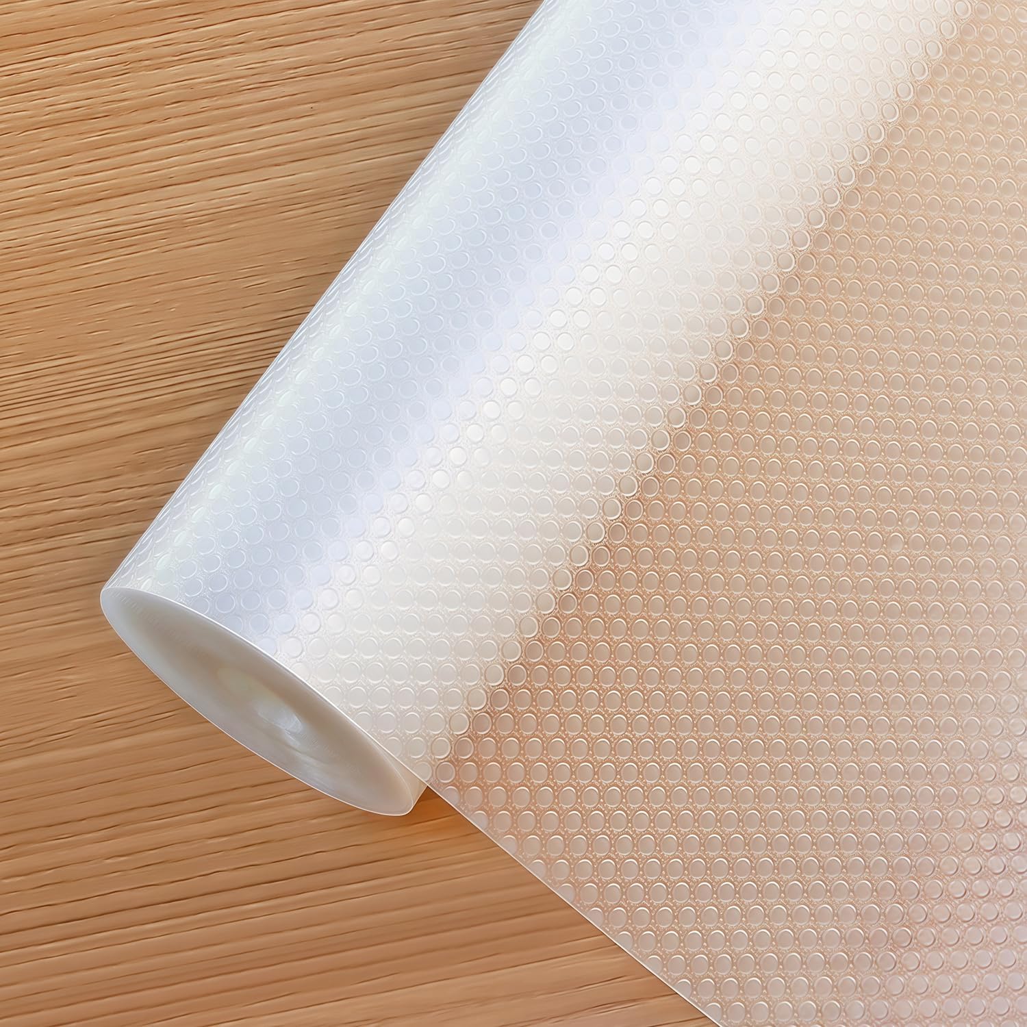 Shelf Liners Drawer Liner for Kitchen Cabinets Non-Adhesive Non Slip, Refrigerator Mats for Shelves, EVA Plastic Cupboard Protector, Waterproof Lining (Clear Flat Dot, 10 in x 20 ft)