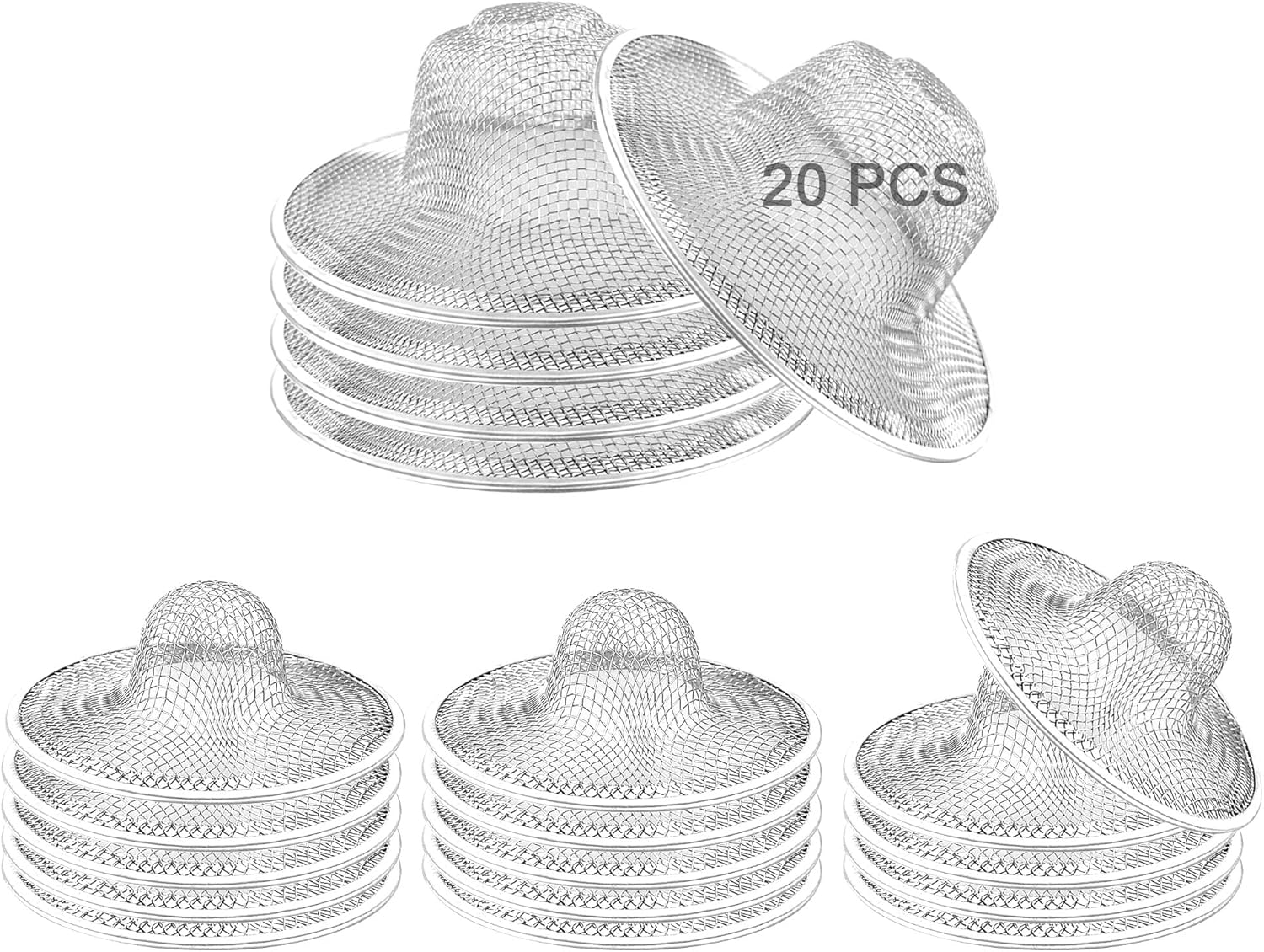 20PCS Stainless Steel Slop Basket Filter Trap, 2.75" & 4.41" Bathroom Sink Drain Strainer Mesh, Mesh Drain Cover Drain Sink Screen for Bathroom Bathtub Kitchen Laundry Lavatory Balcony RV Floor Drain