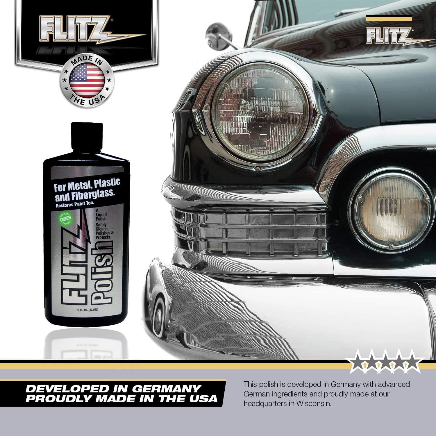 Flitz Multi Purpose Metal Polish Liquid - 3.4oz Bottle of USA-Made Tarnish Remover - For Aluminum, Chrome, Brass, Nickel, Silver - Non-Abrasive Metal Cleaner and Polish, Restorer (6 Pack)