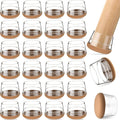 24 PCS Silicone & Felt Chair Leg Floor Protectors for Hardwood Floors - Furniture Pads, Chair Leg Covers/Cups - No Noise & Scratch-Proof - Round M (Fits 1"-1 3/16" / 24-30mm), Clear