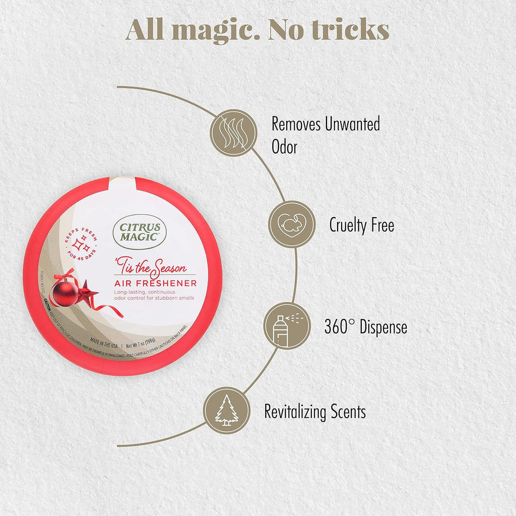 Citrus Magic Holiday Odor Absorbing Solid Air Freshener, 'Tis the Season, 7-Ounce, Pack of 3