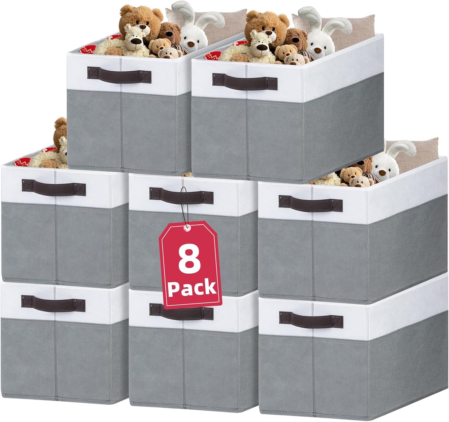 Criusia 8 Pack Closet Organizers and Storage Bins - Extra Large Storage Baskets for Organizing - Clothes Storage Bins for Shelves -Foldable Organizer Bins Totes for Toy Blanket, Dorm Room Essentials