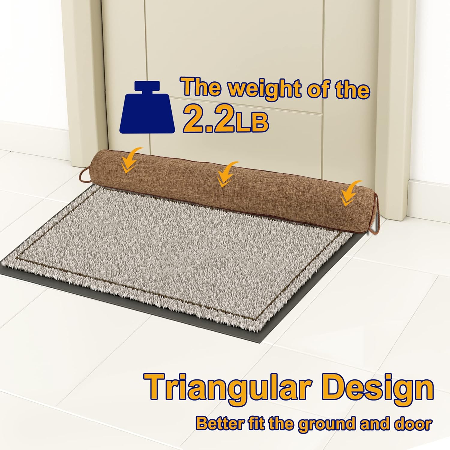NABOWAN 30" Weighted Under Door Draft Stopper -Triangular Door Draft Blocker with Hook Loops for Easy Install, Save Energy, Home Room Essentials