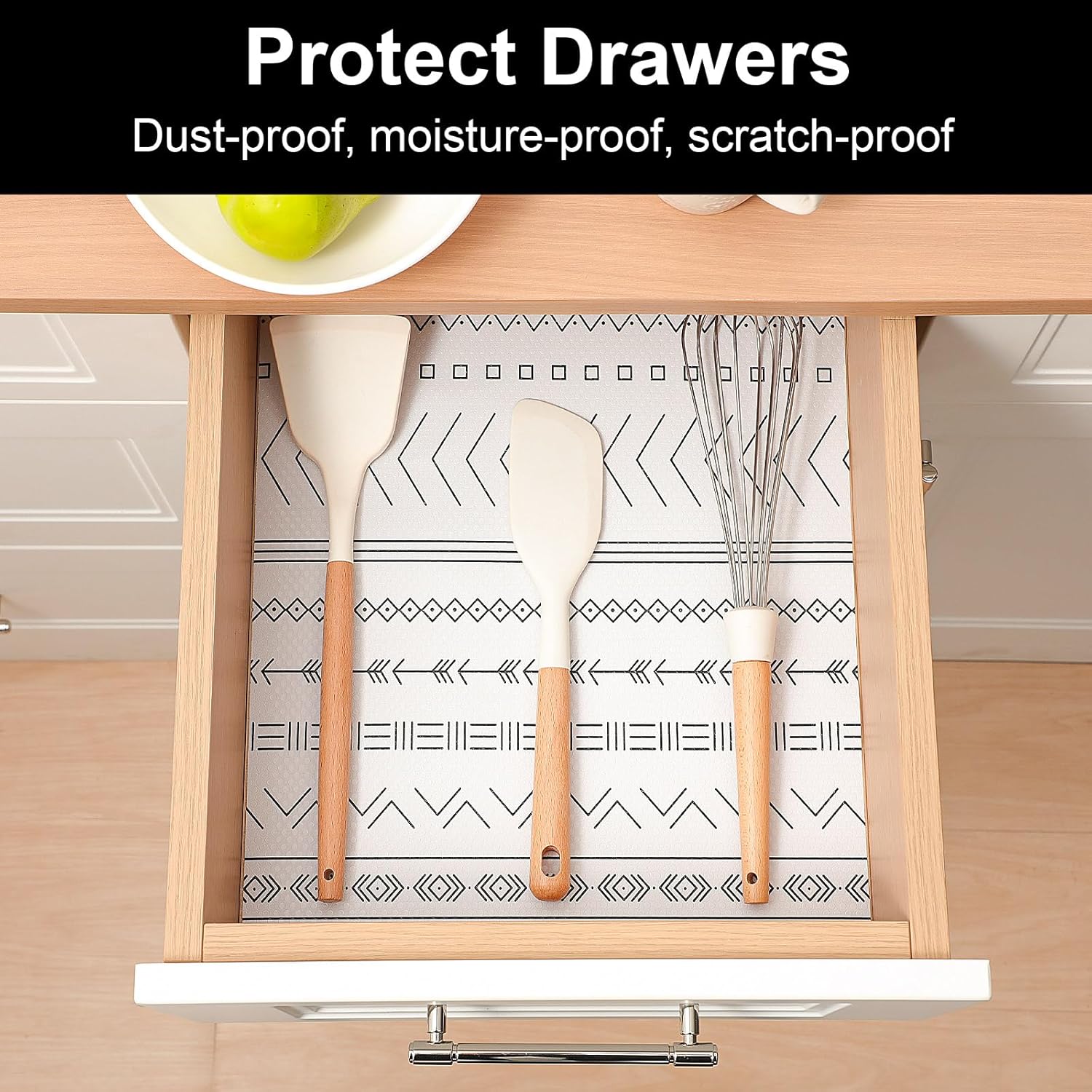 Cooyes Shelf Liners for Kitchen Cabinets, Waterproof and Oil-Proof Kitchen Cupboard Liner, Refrigerator Liners and Plastic Drawer Mats EVA Non Adhesive Shelves