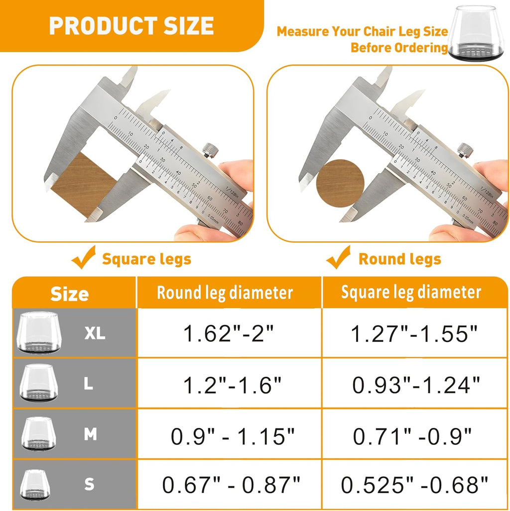 Furniture Sliders,24 PCS Chair Leg Sliders for Carpet, Furniture Movers Sliders, Carpet Chairs Furniture Glides, Floor Protectors, Carpet Moving Sliders Easily Move. (Clear,Fit:0.67-0.87")