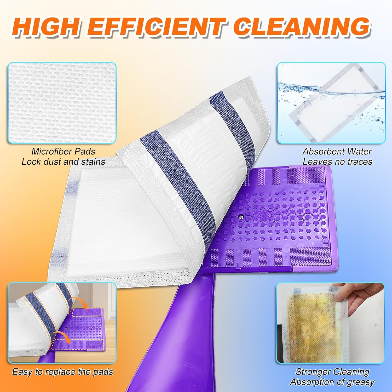 Mopping Pad Refill Compatible with Swiffer Wet Jet Mop Disposable Wet Jet Mopping Pads for All Purpose Multi-Surface Hardwood Floor Cleaning Thickness & Absorbent, 24 Count