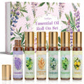 Essential Oil Roll On Set, Natural Aromatherapy Oils with Portable Roller Ball for Skin Care- Tea Tree, Frankincense & Myrrh, Lavender, Peppermint, Eucalyptus, Lemon - Gifts for Women & Men