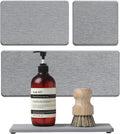 3PCS Bathroom Sink Vanity Trays, Quick Stone Drying Mat Dish Soap Dispenser Sponge Holder for Kitchen Counter, Diatomaceous Earth Water Absorbing Caddy Organizer, Light Grey